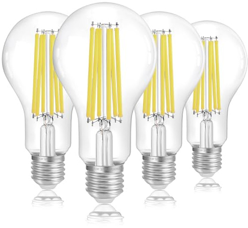 FLSNT 150W Equivalent LED Light Bulbs, 5000K Daylight Dimmable A23 LED Edison Bulbs, 2650Lumens, Efficient 18W, E26 Base, 4 Pack