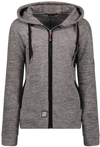 Geographical Norway Twelve Lady - Fleecejacke Damen Frauen Warm Schließen Zip - Jacke Fleece Herbst Winter Frühling Warm Frauen - Long Sleeve Pullover Weich Komfort Outdoor (Hellgrau M)