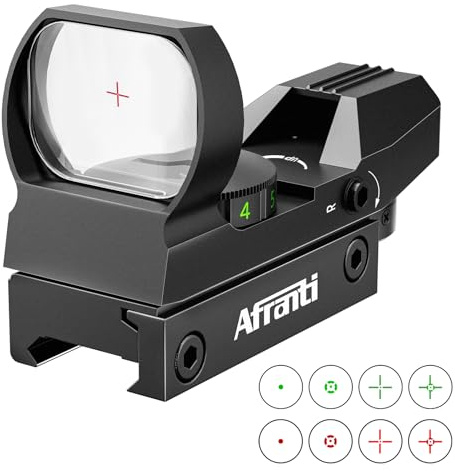 Afranti Viseur Point Rouge Tactique 4 RéTicules Vert et Rouge pour Carabine à Air Comprimé avec Monture pour Rail 20mm Weaver/Picatinny et Housse pour ArbalèTe de Chasse