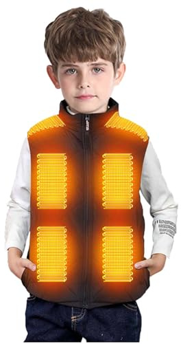 BVEBJDX Children Heated Gilet, Boys Girls Heated Vest Jacket Winter Body Warmer Heated Coat 13 Heating Zones Heated Waistcoat Lightweight Electric Heating Gilet for Winter Outdoor School Ski Hiking