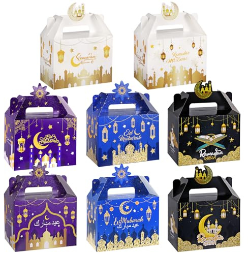 HOWAF 12 Stück Ramadan Geschenkboxen Set Eid Mubarak Geschenkboxen, Ramadan Box Eid Mubarak Box Geschenkverpackung Box Geschenkschachtel Klein für Islam Ramadan Dekoration Set Eid Mubarak Dekoration