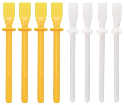 8PCS Glue Spreaders, 11.5cm Color Plastic Glue Spreader, PVA Glue Spreader Spatula Sticks, Glue Spreader Set, Adhesive Glue Sticks for Art Craft (White+Yellow)