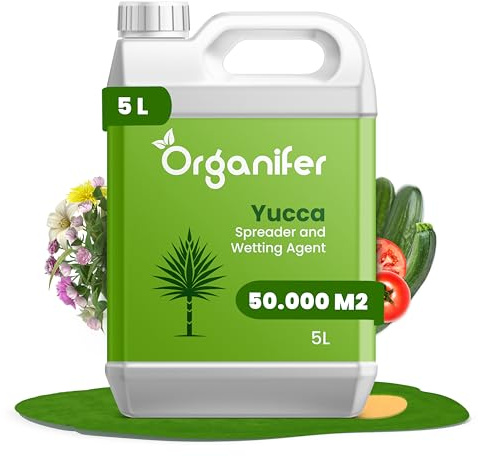 Agent Mouillant Yucca - Agent Mouillant - (5 L - 50 000 M2) - Engrais Liquide - Optimise La Rétention D'Humidité Des Plantes - Efficacité De L'Eau Et Résistance À La Sécheresse - Organifer