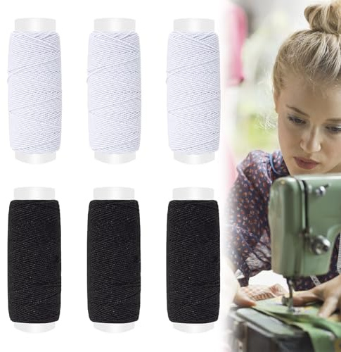HANIUTTY Elastisches Nähgarn, elastische Schnur, 6 Stück elastischer Faden zum Nähen, Kann zur Kostümherstellung, verwendet Werden, auch für Perlenarmbänder, Halsketten und Schmuckhandwerk geeignet | Für Kostümherstellung, Perlenarmbänder, Halsketten und Schmuckhandwerk