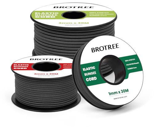 Brotree Elastic Cord Bungee Cord 2mm x 10m Elastic String Rope for DIY, Crafts, Sewing, Beading, Jewellery, Necklace, Bracelet, Tent Poles and Backpack - Black