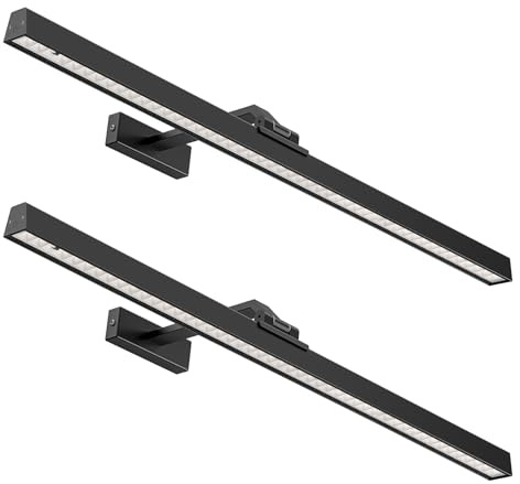 Afyuol Lot de 2 lampes murales pour tableau mural, 61 cm, lumière de galerie pour peintures, CCT, intensité variable, rechargeable, avec télécommande, pour salon, galerie, cible de fléchettes