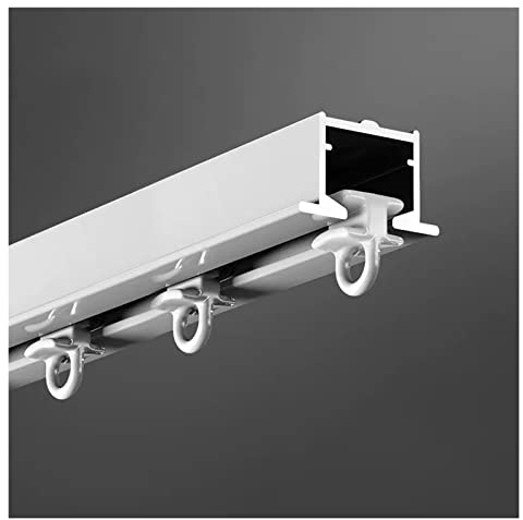 Kit de riel de cortina de aluminio para montaje en techo, divisor de habitación oculto, riel deslizante para particiones empotradas de metal comercial (blanco, 6,5 m)