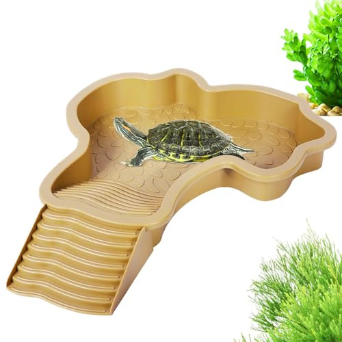 Plat D'eau Pour Tortue De Piscine Avec Rampe - Mangeoire Tortue Terrestre - Bassin De Bain Pour Reptiles - Bol Alimentation Reptile - Bol Eau Reptile | Pour Tortue, Léopard, Dragon Barbu, Hamster
