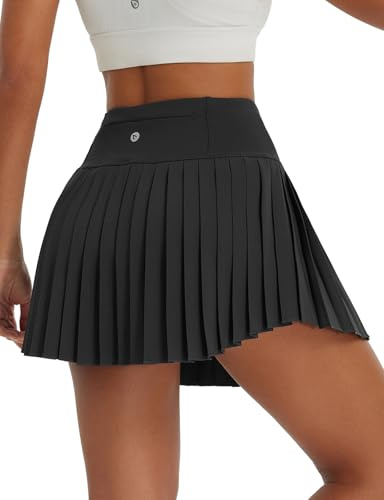 BALEAF damkjol kort sommar kjolar hög midja veckad kjol flickor sommarkjol elegant damkjol, svart, M