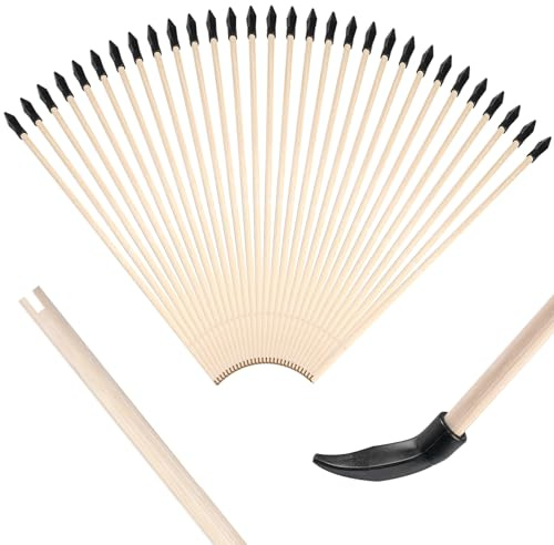 30er Ersatzpfeile, 43cm Bambus Ersatzpfeile mit Gummispitze zum Schießpfeile, Hohe Sicherheit Holzpfeile für Bogenschießen für Anfänger Pfeil, Bogen Zielübung, Schießbogen Outdoor und Topf werfen