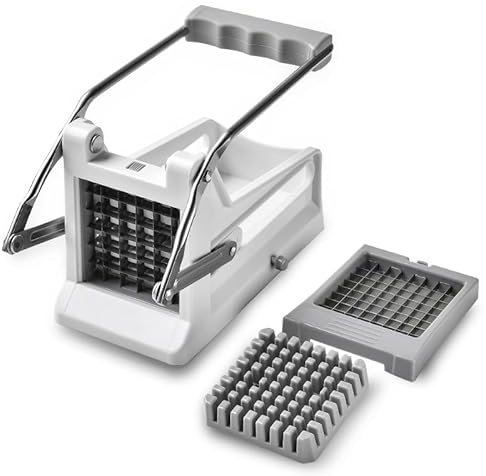 Potato Chipper Cutter, Potato Chopper Stainless Steel French Fry Cutter, Onion Cucumber Food Chopper Vegetable Cutter Kitchen Tools Gadgets with 2 Dicing Blades