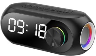 Rtauhife Sveglia Portatile con Altoparlante Bluetooth, Radio FM, Subwoofer, Cassa Acustica Wireless, Mini Diffusori, TF Card, Multifunzione A