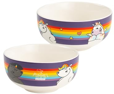 United Labels Pummel & Friends Pummeleinhorn Schüssel - Regenbogen Müslischüssel Schale aus Keramik 400 ml
