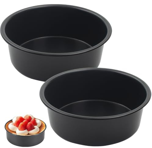 Xyvor 2 Pezzi Teglia Torta 15x5 cm, Stampi Rotondi per Torte in Acciaio Inox, Stampo da Forno Rotondo, Stampo Torta con Rivestimento Antiaderente, per Torte, Brownie, Lasagne, Bread