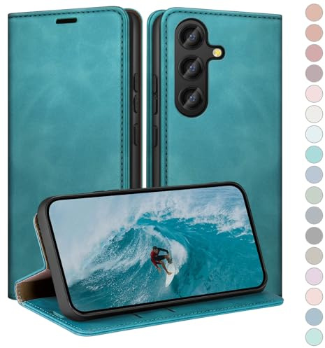 HUOUH for Samsung Galaxy S25 FE Wallet case with RFID Blocking PU Leather,Flip Folio Book covers,Credit Card Holder Shockproof Phone case Women Men for Samsung S25 FE case Light Green