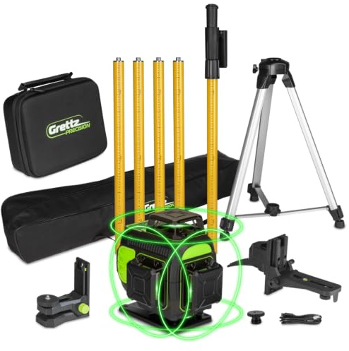 Green Beam Laser Level Kit G4D 360° USB-C Tripod & Pole – Grettz
