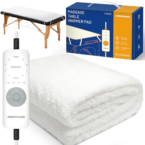 PARMOOM Massage Table Warmer Heating Pad Professional Massage Bed Warmer with 4 Timer, 8 Heat Settings, Overheat Protection for Massage Bed & Spa, Thickened & Soft Fleece, 30 x 71
