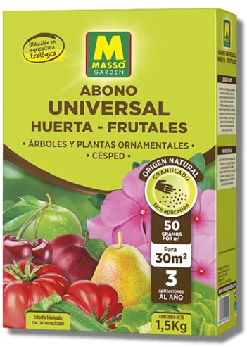 Abono Universal Huerta, Frutales, Césped y Ornamentales de 1,5 Kg | NPK 4-6-12 | Fertilizante Ecológico Completo y Equilibrado | Efecto Prolongado | Aplicación Fácil a Mano | Nexum Market