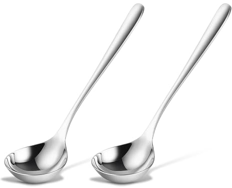 2 Stück 20 cm Suppenkelle Edelstahl, Silber Soßenkelle, Schöpfkelle Für Suppen Und Eintöpfe, Kleiner Suppenlöffel Ideal Für Salatdressing Soße Suppe Hot Pot (Spülmaschinenfest)