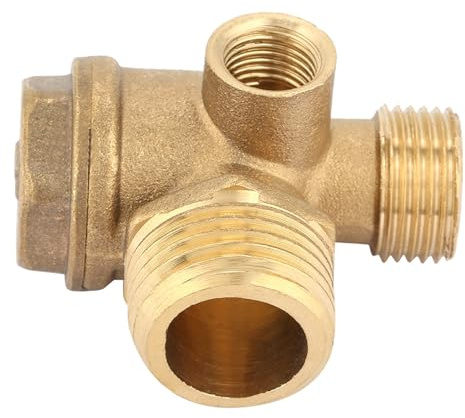 Messing-Kompressor-Rückschlagventil | 3-Port-Außengewindeanschluss für Kompressorschläuche/Druckbehälter/Kolbenpumpen | Oxidationstolerante G1 / 8- und G3 / 8-G1 / 2-Gewinde