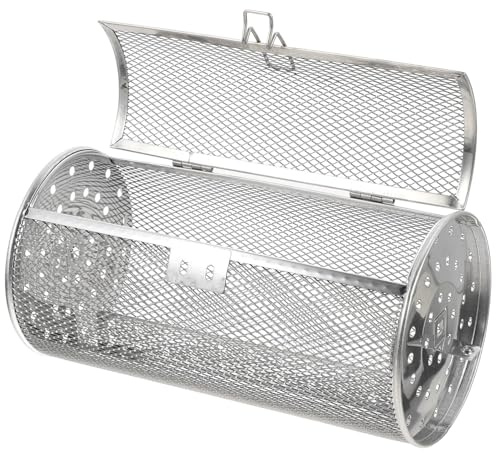 NUOBESTY Grillkorb aus Edelstahl 14×18cm Rotierender Backkorb für Pommes Frites Nüsse und Gemüse Universeller Küchenhelfer für Backofen und Grill