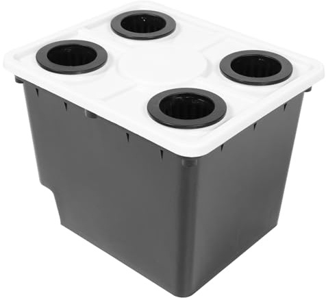 Sewroro Barril de Cultivo sin Suelo para Hidroponía en Invernadero, Cubo Plástico Negro 4 Orificios, Cesta Hidropónica para Verduras y Frutas, Suministros de Jardinería Profesional