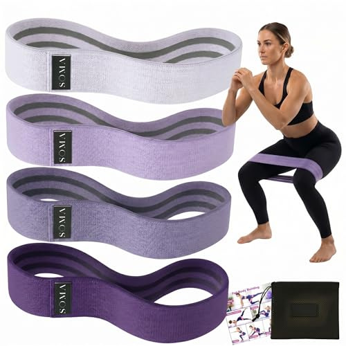 Sōma Elastici Fitness – Elastico Palestra Antiscivolo + Resistenti per Tonificare – Elastici Palestra per allenamento della Forza/Pilates/Fitness. Fascia Elastica in Tessuto