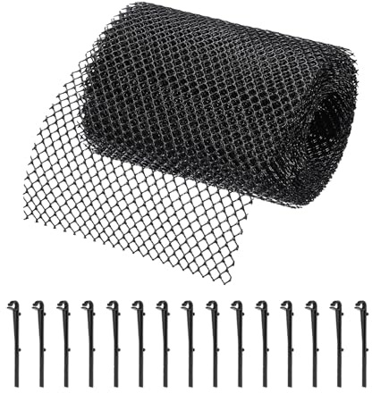 sourcing map Plastic Gutter Guard Mesh Roll,26ft x 7.09 Inch Gutter Guard | Mesh Guards Leaf Protector,with 15Pcs Black Clips,from Leaves,Twigs,Branches,Debris
