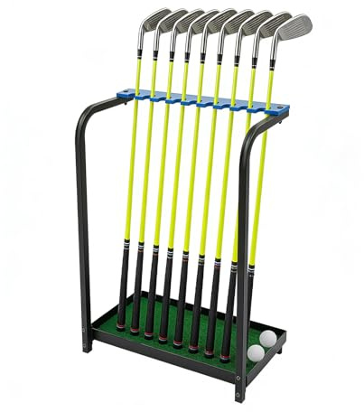 Golf Schläger Organisator Ständer 50 * 27,5 * 72Cm 9-Loch Golf Putter Golfschläger Halter mit Plastik Rasenmatte, Golf Organizer Golfschläger Anzeige Ständer für Hofe, Büros, Spielplätze, Parks