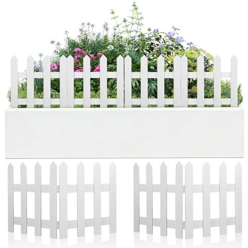 BESTonZON Recinzione in Legno Bianca 1,2 Metri per Decorazioni Natalizie, Staccionata Solida ed Ecologica per Giardino e Festa di Matrimonio