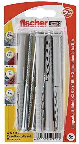 Fischer Langschaftdübel SXR 8 x 100 Z K SB-Karte, 5 x Senkholzschraube 6 x 105, 052205