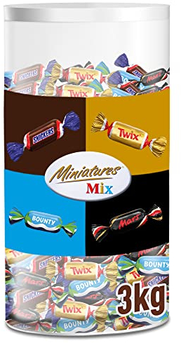 MARS, TWIX, SNICKERS, BOUNTY - Assortiment de Mini Barres Chocolatées MINIATURES MIX - Format Maxi 3kg - Chocolats en Vrac à Partager