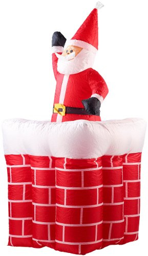 infactory Weihnachtsdeko außen XXL: Aufblasbarer XXL Weihnachtsmann mit Schornstein, 180 cm (Weihnachtsdeko aufblasbar, Weihnachtsfiguren außen, Garten)