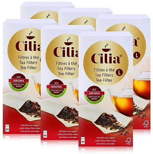 CILIA® Teefilter 80 Stk. Grösse L ohne Halter verwendbar (6er Pack)