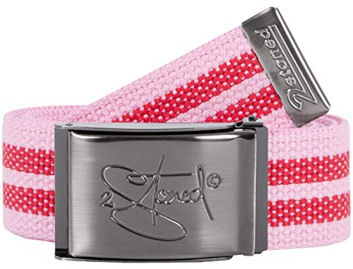 2Stoned Stoffgürtel Koppelgürtel Rosa-Rot 4 cm breit mit matter Schnalle 120 cm lang für Damen und Herren