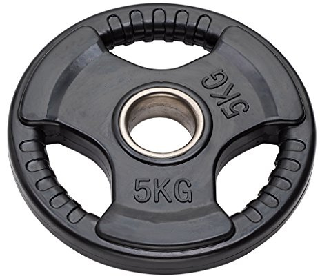 JK FITNESS Diamond Hantelscheibe aus Gusseisen, olympisch, gummiert, Tri-Grip, Bohrung Ø 50 mm, 5 kg, Schwarz, Einheitsgröße