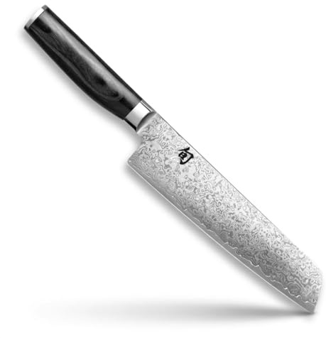 KAI Shun Premier Tim Mälzer Minamo Santoku 20,0 cm Klingenlänge - VG-MAX Kernstahl mit 32 Lagen Damaszenerstahl, 61 (±1) HRC - Pakkaholz - Handgefertigt - Made in Japan, japanisches Kochmesser