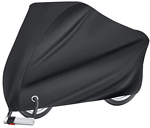 Puroma Bike Cover Outdoor Waterproof Bicycle Covers Rain Sun UV Dust Wind Proof with Lock Hole for Mountain Road Electric Bike, XL