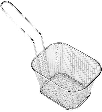 Mini Fry Panier alimentaire Passoire carrée friteuse Panier Fry Puce Nourriture Table de service rectangulaire en métal Panier Fry Net Passoire en maille de service de cuisine