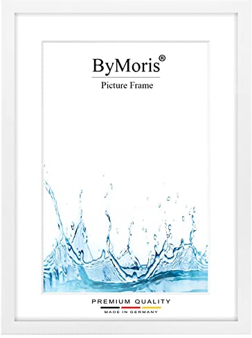 ByMoris Cornice per foto personalizzata 15 x 23 cm in Bianco opaco con vetro acrilico antiriflesso, poster puzzle ritratto cornici in legno