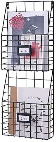 JSY Hängende Wand-Zeitschriftensammler Schlafsaal Studie Zeitungsablage Zeitungsablage Regal Bücherregal Wandmontage Display Rack (Farbe: schwarz)