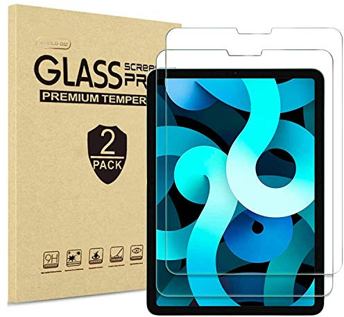 WorldBiz,Juego de 2 protectores de pantalla para iPad Air 4ª generación de 10.9 pulgadas 2020, antiarañazos, compatible con identificación facial