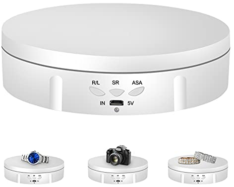 Napacoh Drehteller Elektrisch, Elektrischer 360-Grad-Drehteller Für Die Fotografie, Automatische Drehplattform, Perfekt Für 360-Grad-Bilder, Produktanzeige, Schmuckuhrenhalter Schwarz