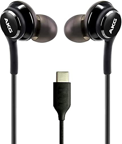 UrbanX OEM 2021 Stereo Headphones for Galaxy Z Flip 5G Braided Cable - Designed- with Microphone (Black) USB-C Connector (US Version with Warranty)