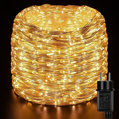 GlobaLink 50M LED Lichtschlauch, 1000er LED Weihnachtsbeleuchtung Außen Strom IP65 Wasserdicht, Schlauch Lichterkette PVC-Draht 8 Modi für Innen Außen Garten Hochzeit Party Weihnachten Deko-Warmweiß