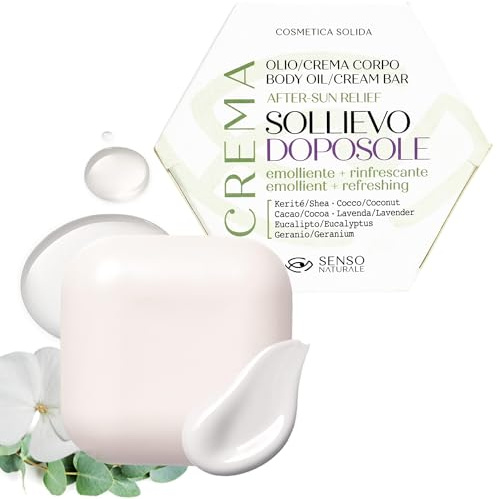 SENSO NATURALE Aceite Corporal Sólido After Sun ALIVIO - crema hidratante y nutritiva - Karité, Murumuru, Eucalipto - Vegano Concentrado - Equivalente a 500 ml líquidos