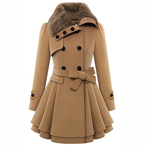 WHZXYDN Cappotto di Lana Lungo E Sottile da Donna Nuovo Cappotto di Lana A Doppio Petto Trench Coat Donna