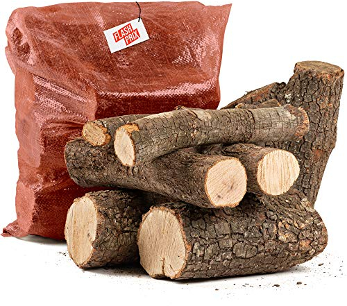 FlashPrix Leña Encina Seca Ecológica Cortada en Troncos Medianos para Barbacoa, Chimenea, Caldera y Estufa, Saco de 12Kg