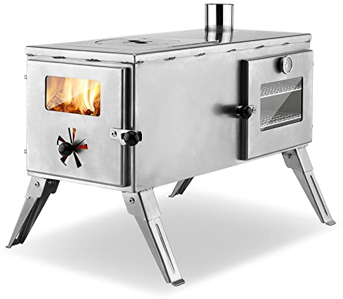 ECOfoxx Outdoor-Küchenherd Edelstahl 'Kurt' - Holzbackofen, Grill, Gartenkamin, Zeltofen, Pizza-Ofen, Brotbackofen, Gartenofen