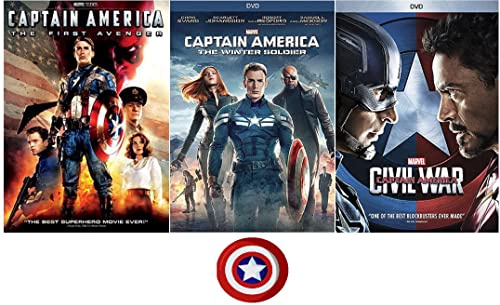 Marvel's Captain America One 1 Two 2 Three 3 Complete 3 DVD Movie Set Includes Captain America Decal